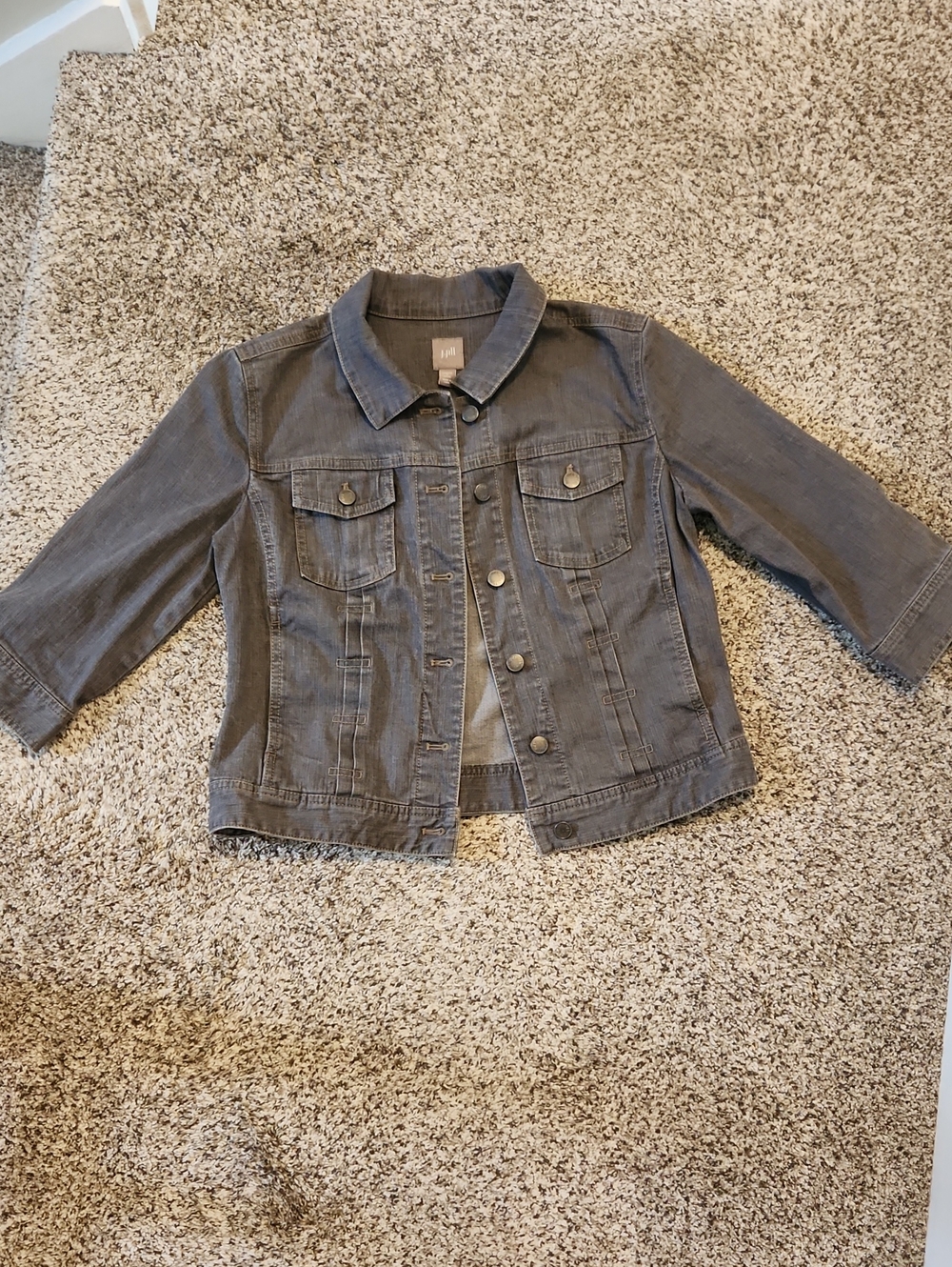 J. Jill Washed Gray Denim Jacket EUC